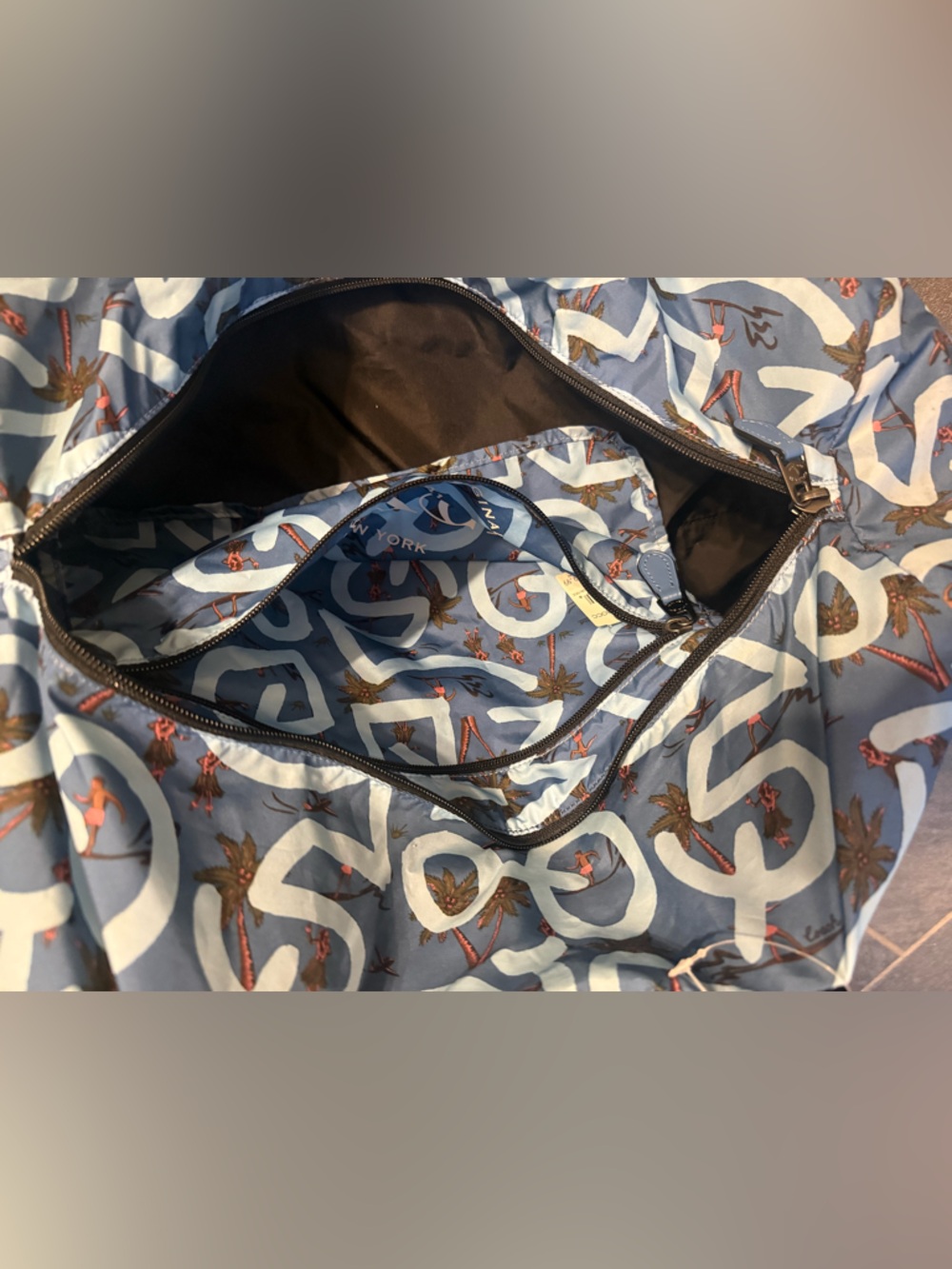 Coach Light Blue Graphic Travel Duffel Bag - Picture 2 of 2